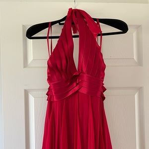 BCBGMAXAZRIA Silk Red Halter Dress